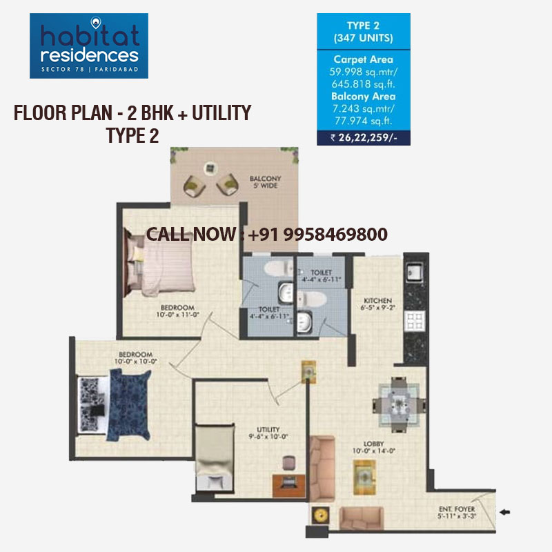 2BHK + Utility- Type 2)